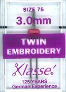 Twin Embroidery Machine Needle, Size 75/11, 3mm gap